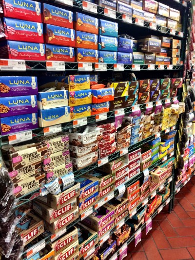 Forgot to take photo of my brunch at Fairways but was enthralled by the variety of energy bars at their grocery.